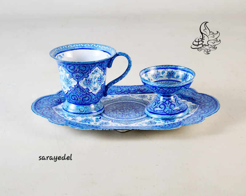 ست قندپهلو قهوه خوری میناکاری 30144