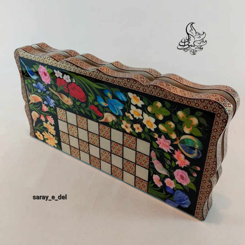 تخته نرد خاتم شیراز و نقاشی گل و مرغ 10459