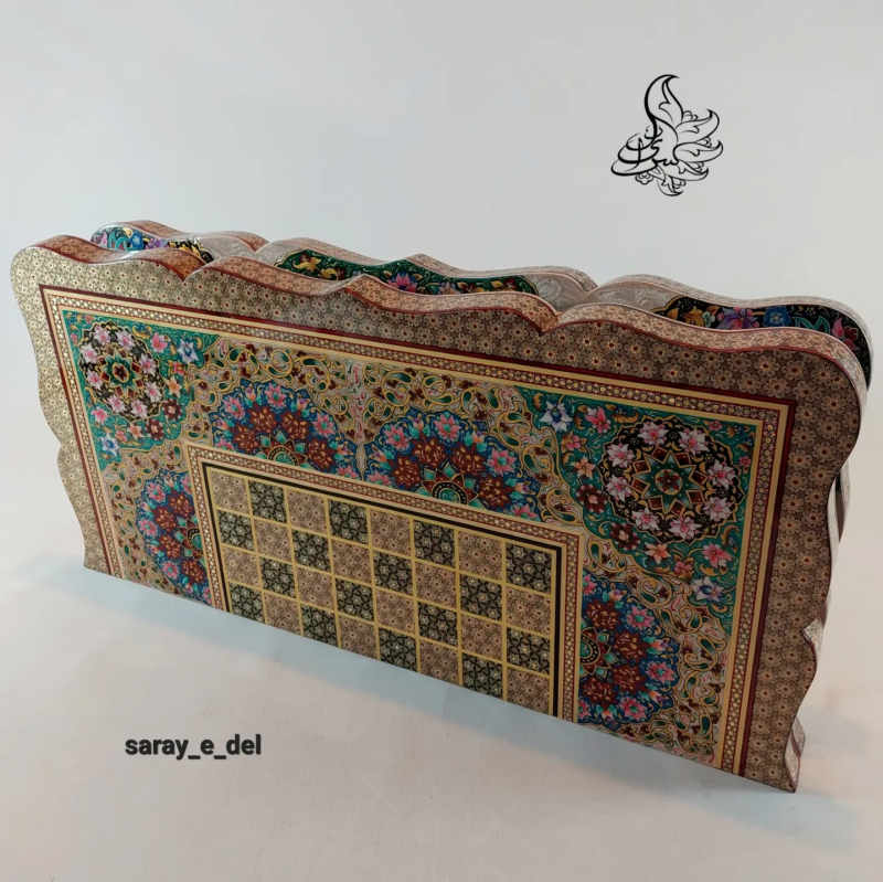 تخته نرد خاتم شیراز نفیس با نقاشی تذهیب10529