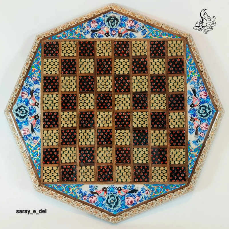 صفحه شطرنج هشت ضلعی خاتم و نقاشی 10001