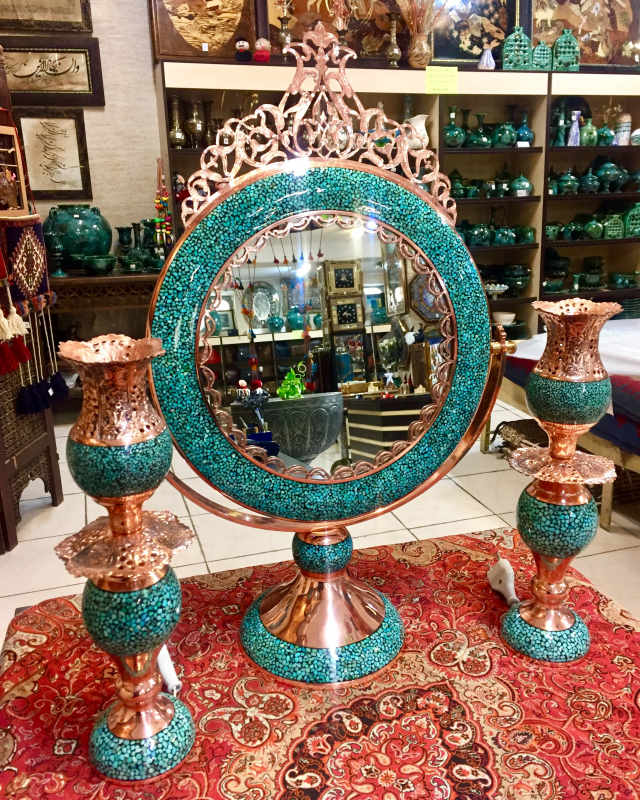 آینه شمعدان فیروزه کوبی 67052