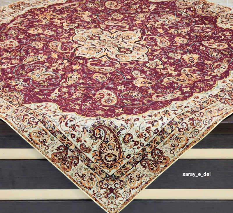 رومیزی( بقچه) ترمه یک در یک زرشکی 15001