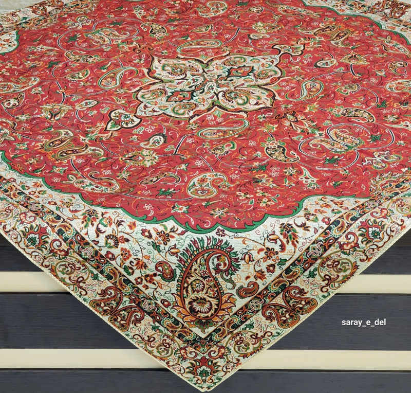رومیزی( بقچه) ترمه یک در یک سرخ 15001