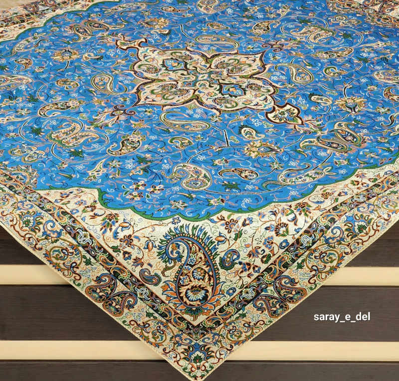 رومیزی( بقچه) ترمه یک در یک آبی روشن 15001
