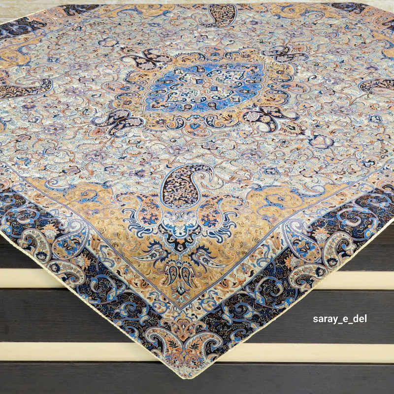 رومیزی( بقچه) ترمه یک در یک نقره ای 15001