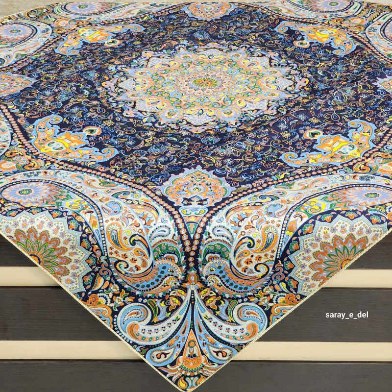 رومیزی( بقچه) ترمه یک در یک سرمه ای درباری 15054