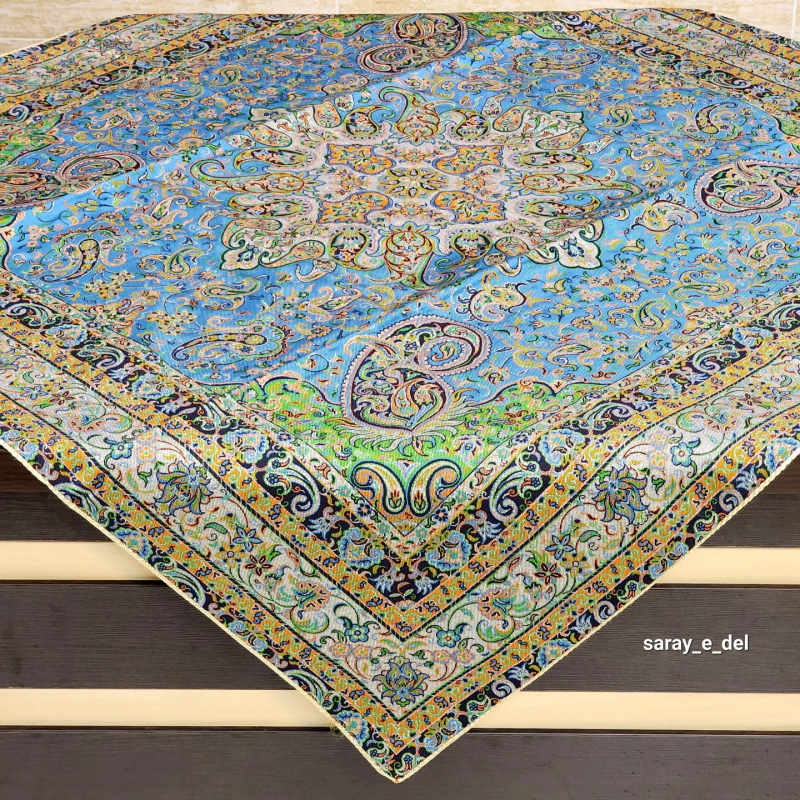 رومیزی( بقچه) ترمه یک در یک آبی15015