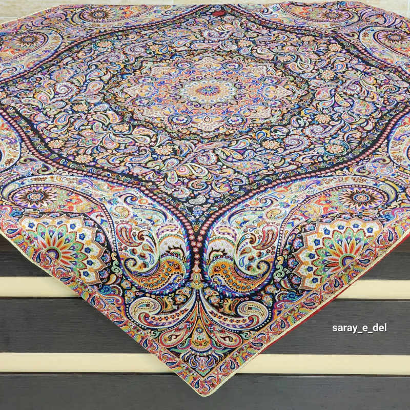 رومیزی( بقچه) ترمه یک در یک مشکی 15051