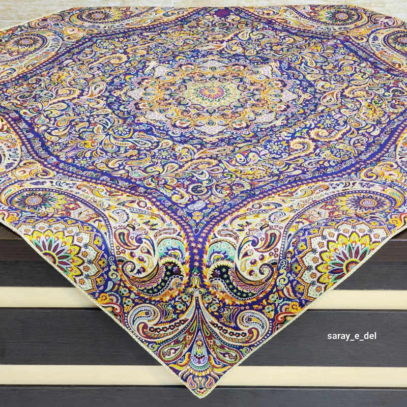 رومیزی( بقچه) ترمه یک در یک آبی15051