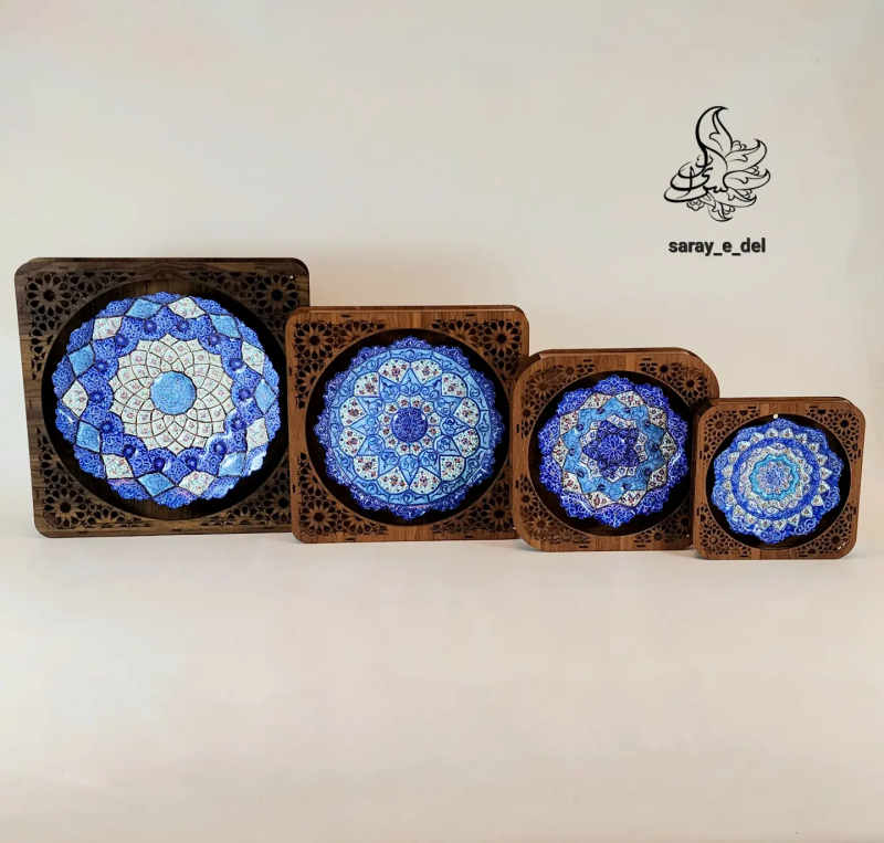 قاب بشقاب میناکاری مشبک30108
