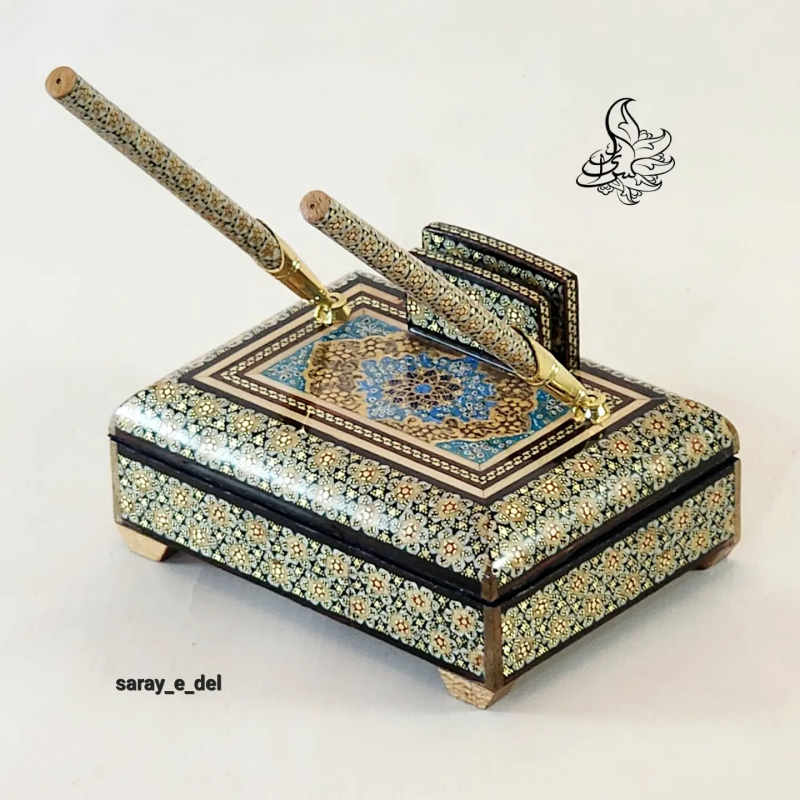 جاقلمی جعبه دار خاتم ونقاشی 10028