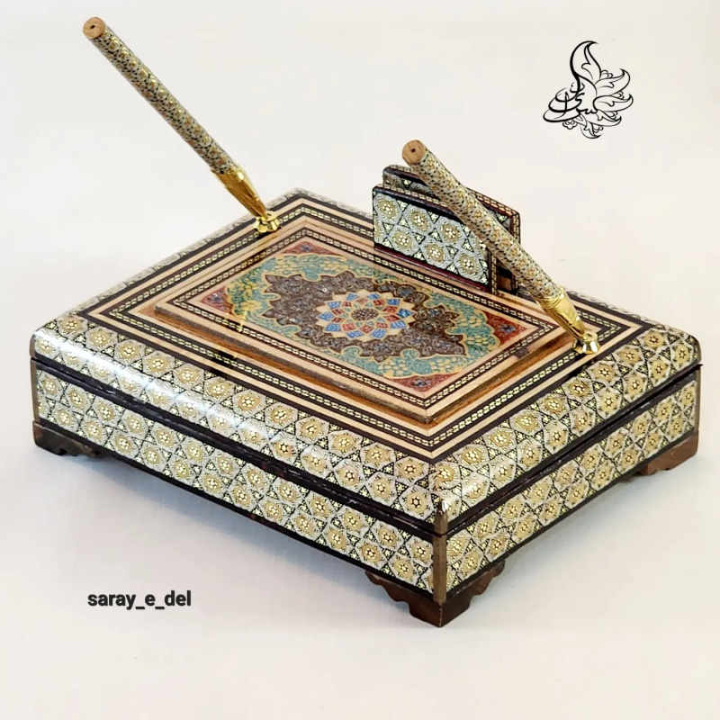 جاقلمی جعبه دار خاتم ونقاشی 10289
