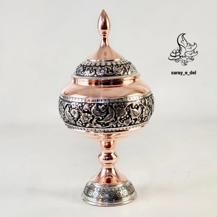 شکلات خوری مس قلمزنی دو رنگ 50145